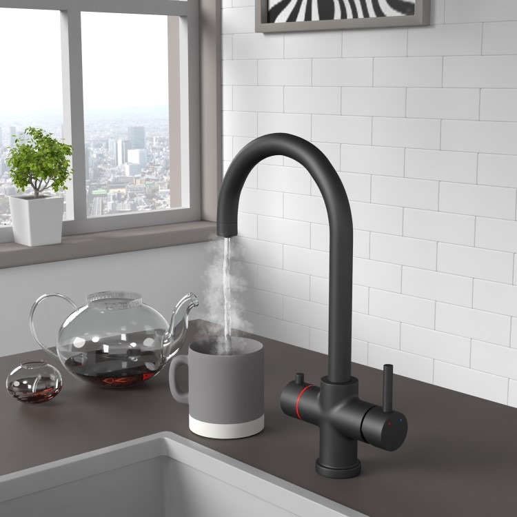 Black 3 in 1 Instant Boiling Water Tap - Pronto Vesta - Image 3