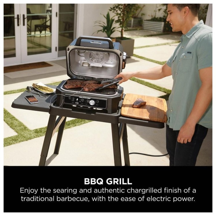 Ninja OG901UK Woodfire Pro Connect XL Electric BBQ Grill & Smoker - Black/Blue with Stand and Cover - Image 4