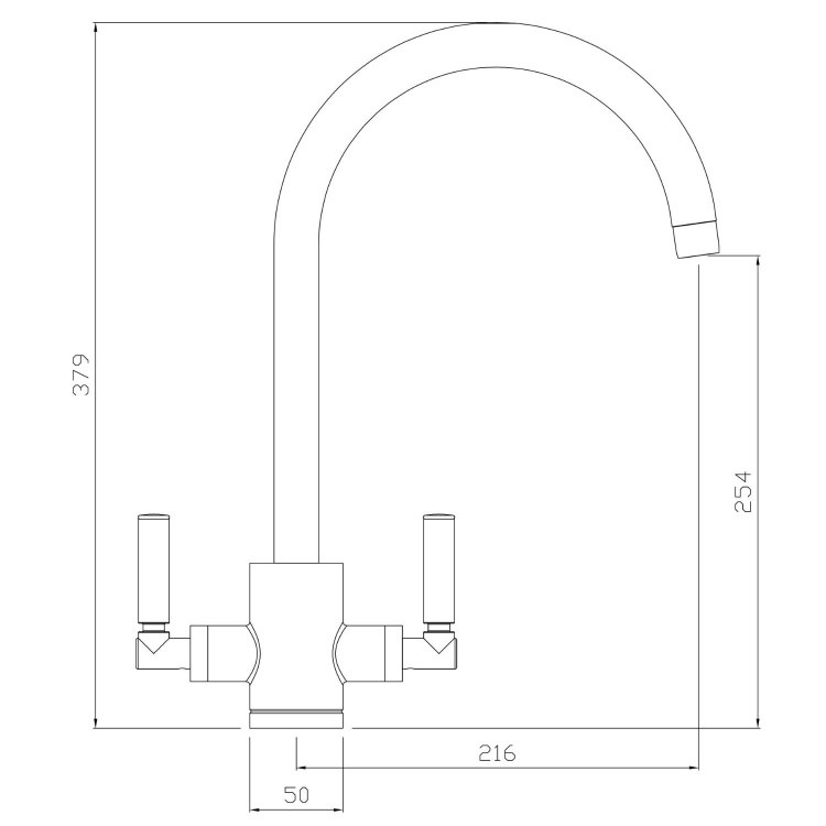Abode Brolle Dual Lever Mixer Tap - Chrome - Image 5