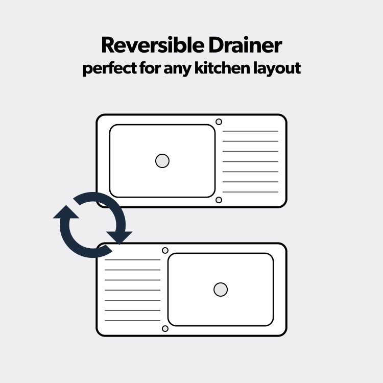 Single Bowl Inset Black Granite Composite Kitchen Sink with Reversible Drainer - Enza Madison - Image 5