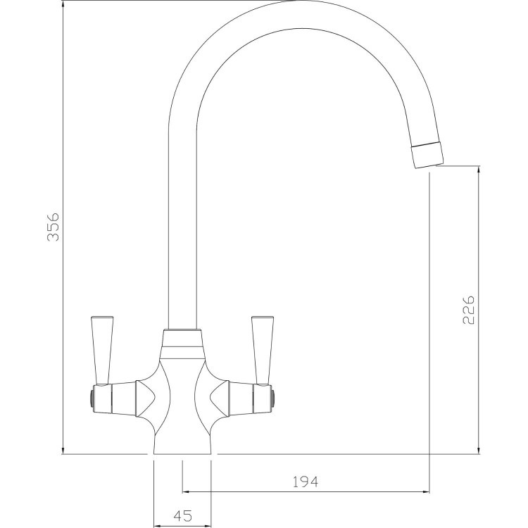 Abode Stamford Dual Lever Mixer Tap - Chrome - Image 6