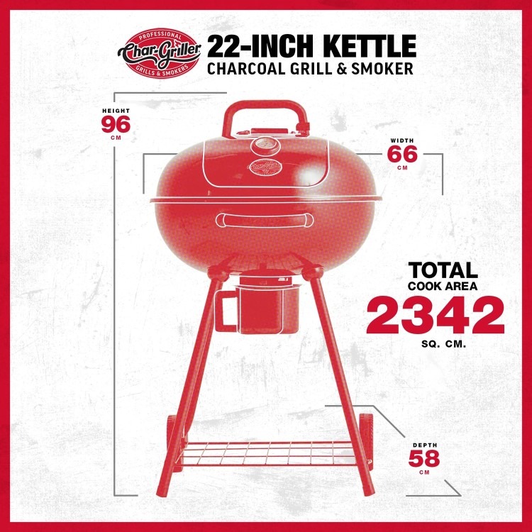 Char-Griller 57cm Kettle Charcoal Grill and Smoker - Image 7