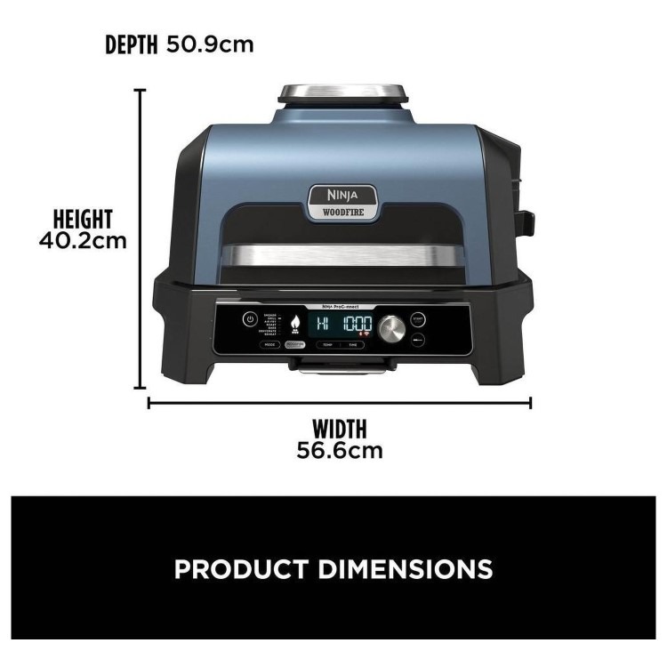 Ninja OG901UK Woodfire Pro Connect XL Electric BBQ Grill & Smoker - Black/Blue with Stand and Cover - Image 7