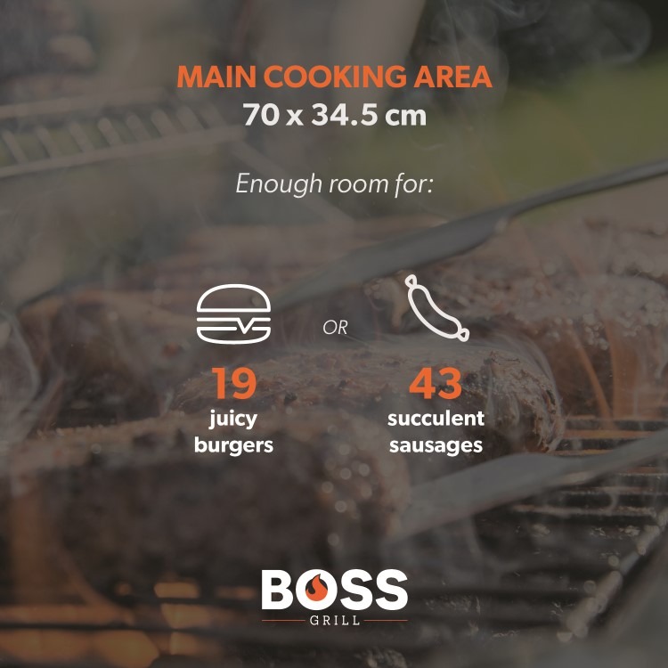 Boss Grill Deluxe Portable - 2 Burner Gas BBQ Grill with Trolley - Grey - Image 9