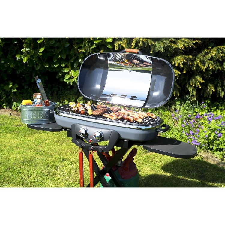 Boss Grill Deluxe Portable - 2 Burner Gas BBQ Grill with Trolley - Grey - Image 13
