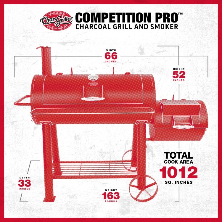 Char-Griller Competition Pro Offset Smoker BBQ & Grill - Image 17