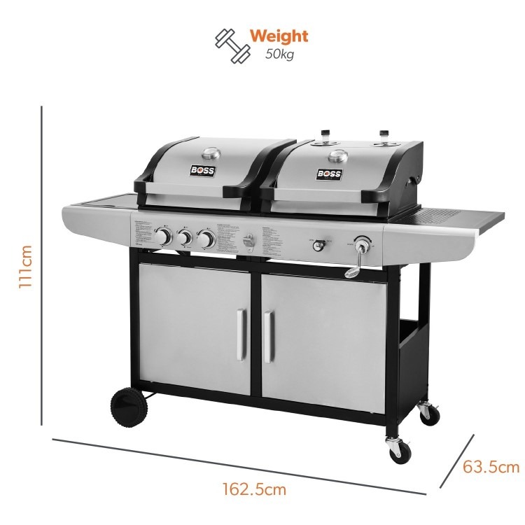 Boss Grill Premium Dual Fuel - 2 Burner Dual Fuel BBQ Grill with Side Burner - Stainless Steel - Image 17